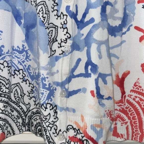 Christopher & Banks Unique Sea-life Print Cardigan Lightweight Sz M cotton - Picture 7 of 14